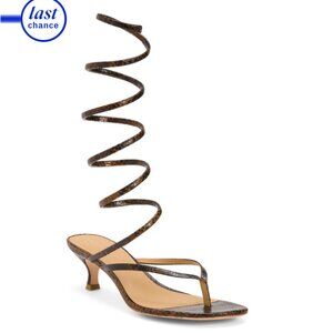 REFORMATION Pecan Made In Brazil Leather Cora Coil Sandals